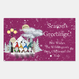 Elf Kwartet Kerst Rechthoekig Gift Label