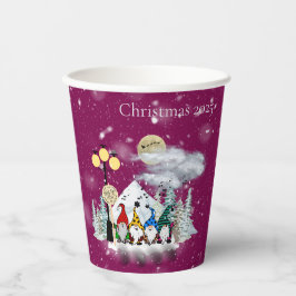 Elf Kwartet Kerstfeest Papieren Bekers