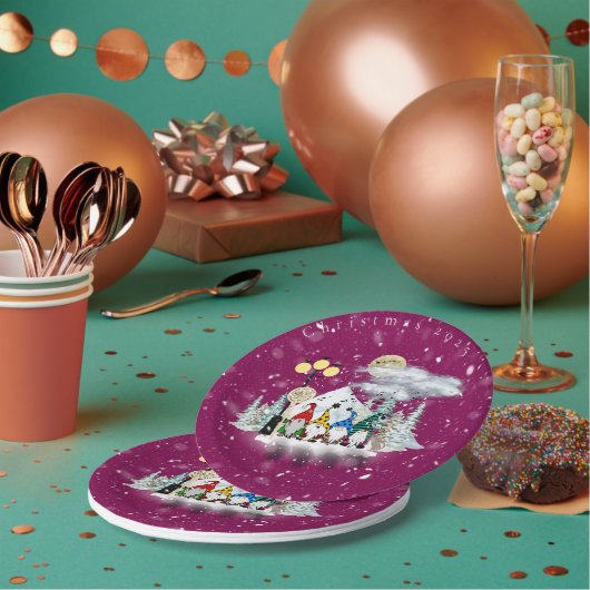 Elf Kwartet Kerstfeest Papieren Borden Bordje (Multi)