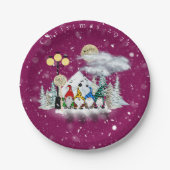 Elf Kwartet Kerstfeest Papieren Borden Bordje (Voorkant)