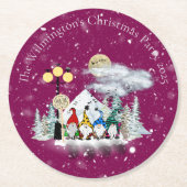 Elf Kwartet Kerstfeest Ronde Kartonnen Onderzetter (Voorkant)