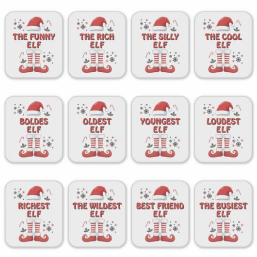 Elf Laarzen Sinterklaas Pet Witte Kerst Sticker (Voorkant)