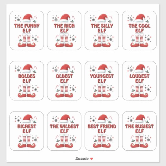 Elf Laarzen Sinterklaas Pet Witte Kerst Sticker (Vel)