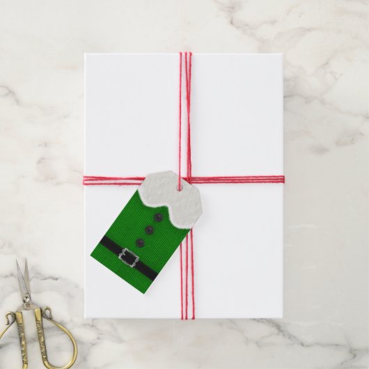 Elf Label met kerstcadeaus Cadeaulabel (Met Touw)