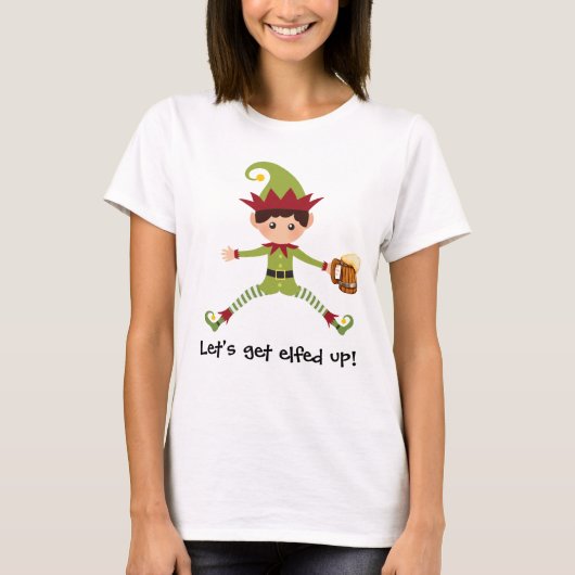 Elf laten we Elfed omhoog grappige kerst T-shirt (Voorkant)