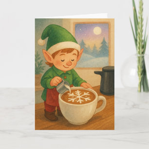 Elf Latte Art Feestdagen Kaart