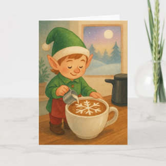 Elf Latte Art Feestdagen Kaart