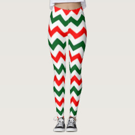 ELF LEGGINGS CHEVRON PATTERN RED EN GREEN