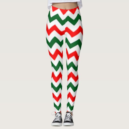 ELF LEGGINGS CHEVRON PATTERN RED EN GREEN (Voorkant)