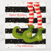 Elf Legs Black en White Stripes Wijn Etiket (Enkel label)