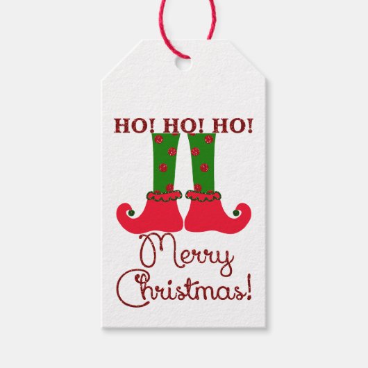 Elf Legs | Ho, Ho, Ho, Vrolijk kerstfeest! Cadeaulabel (Voorkant)