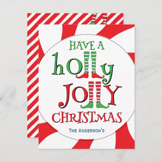 Elf Legs Holly Jolly Christmas Snoep Overload Feestdagenkaart (Voorkant / Achterkant)