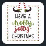 Elf Legs Holly Jolly Kerstmis Niet-gepersonaliseer Vierkante Sticker<br><div class="desc">Grillige,  leuke elfbenen met de groet HEBBEN EEN HOLLY JOLLY KERSTMIS in rood en groen. Gebruik als de envelopverbindingen van de Kerstmisvakantie kaart,  de sticker stickers van het giftaccent,  gunstelingen,  de stickers van de Kerstmispartijdecoratie,  enz.</div>