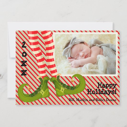 Elf Legs kerstfoto Feestdagenkaart (Voorkant)