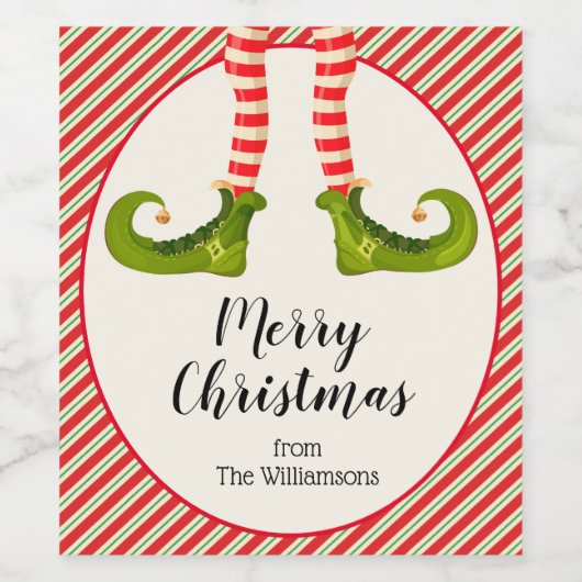 Elf Legs Kerstmis Wijn Etiket (Enkel label)