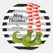 Elf Legs Merry Christmas Ronde Sticker (Voorkant)