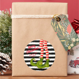 Elf Legs op Stripes Merry Kerstmis Ronde Sticker