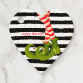 Elf Legs op zwarte en witte strepen Bedankjes Labels (Voorkant)