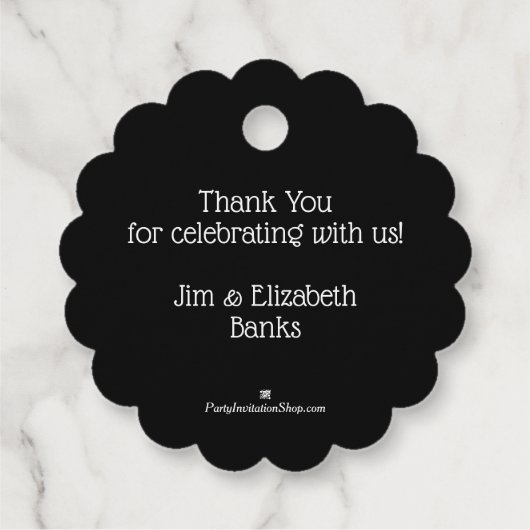 Elf Legs op zwarte en witte strepen Bedankjes Labels (Achterkant)