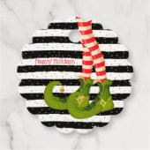 Elf Legs op zwarte en witte strepen Bedankjes Labels (Voorkant)