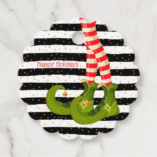 Elf Legs op zwarte en witte strepen Bedankjes Labels (Voorkant)