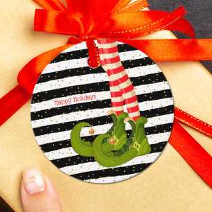 Elf Legs op zwarte en witte strepen Gift Labels