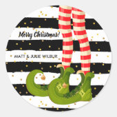 Elf Legs op zwarte en witte strepen Ronde Sticker (Voorkant)