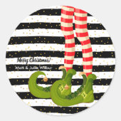 Elf Legs op zwarte en witte strepen Ronde Sticker (Voorkant)