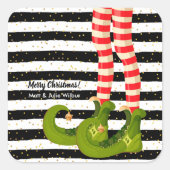 Elf Legs op zwarte en witte strepen Vierkante Sticker (Voorkant)