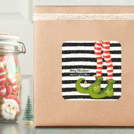 Elf Legs op zwarte en witte strepen Vierkante Sticker