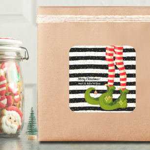 Elf Legs op zwarte en witte strepen Vierkante Sticker