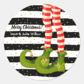 Elf Legs op zwarte witte strepen Ronde Sticker (Voorkant)