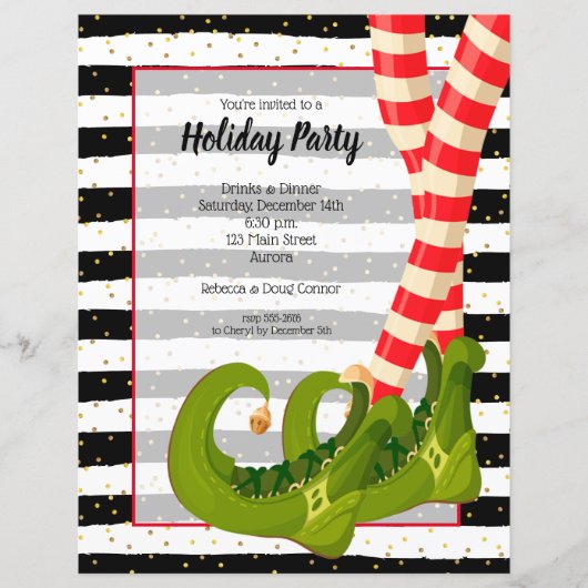 Elf Legs Vakantie Kerstmis Budget Uitnodigingen (Voorkant)