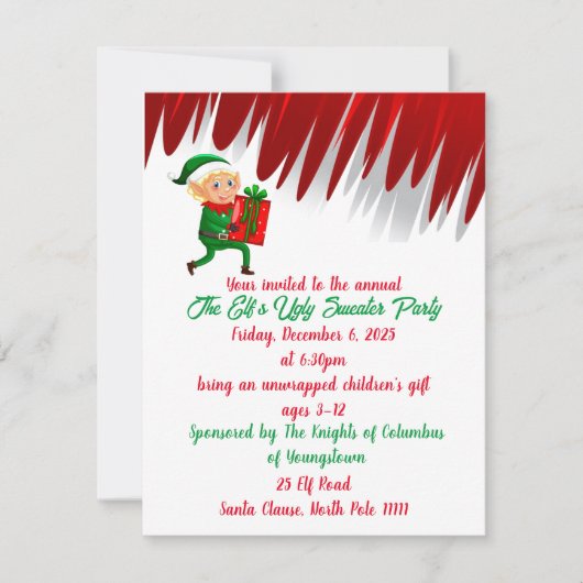 Elf Lelijke Trui Feestelijke Uitnodiging (Voorkant)