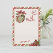 Elf Letter "I m Back" Editable Notecards Kaart (Staand voorkant)