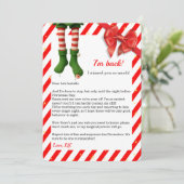 Elf Letter “I’m Back” | Funny North Pole Arrival Feestdagenkaart (Staand voorkant)