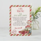 Elf Letter "Ik ben terug" voor kerstuitnodiging Kaart (Staand voorkant)