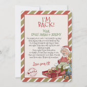Elf Letter "Ik ben terug" voor kerstuitnodiging Kaart (Voorkant)