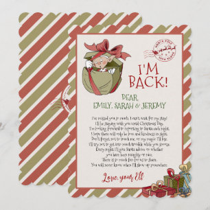 Elf Letter "Ik ben terug" voor kerstuitnodiging Kaart
