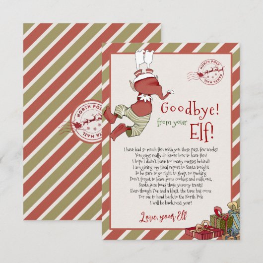 Elf Letter "Vaarwel van je Elf" voor Kerstmis Kaart (Voorkant / Achterkant)