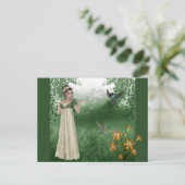 Elf Magic in Grass Field met Hummingvogels Briefkaart (Staand voorkant)