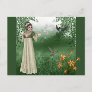 Elf Magic in Grass Field met Hummingvogels Briefkaart