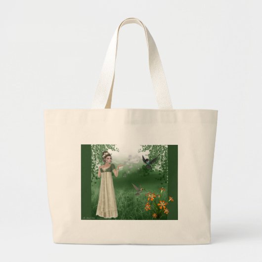 Elf Magic in Grass Field met Hummingvogels Grote Tote Bag (Voorkant)