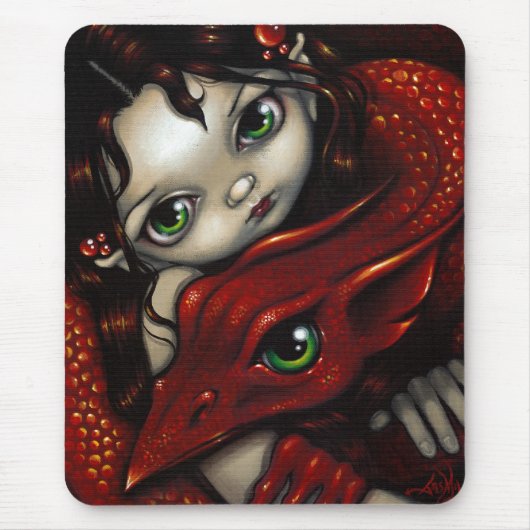 "Elf Maiden and her Dragon" Mousepad Muismat (Voorkant)