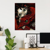 Elf Maiden en Haar dragon ART PRINT (Thuiskantoor)