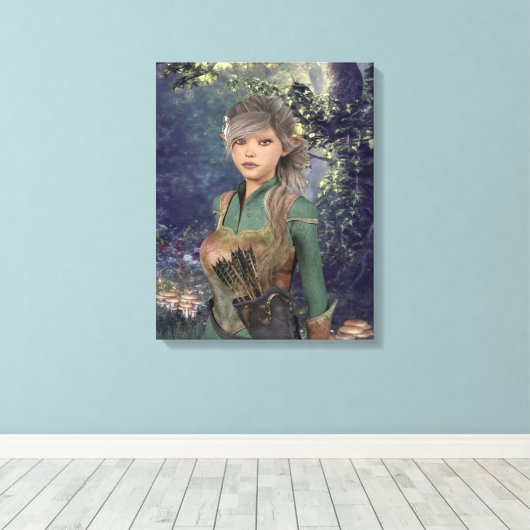 Elf Maiden in het Bos Canvas Afdruk (Insitu (Houten vloer))