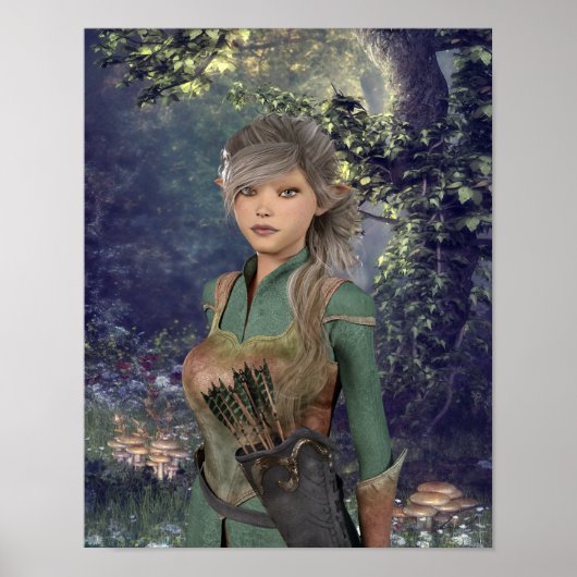 Elf Maiden in het Bos Poster (Voorkant)