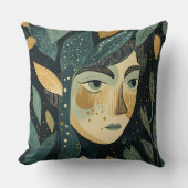 Elf Maiden Lino Print Kussen (Voorkant)