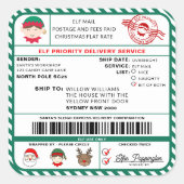 Elf Mail Kerstmis Verzendlabel Sticker (Voorkant)