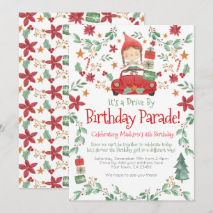Elf Meisje Kerstmis Verjaardag parade Kaart